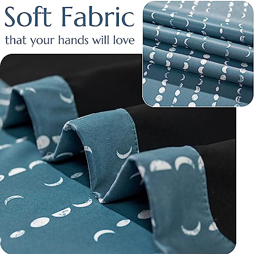 jinchan Boho Blackout Curtains 63 Inch Length Moon Phase Printed Drapes - color: Luna | Blue, size: 52"W x 63"L (Pack of 2)
