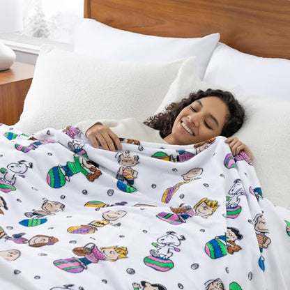 Berkshire Peanuts® VelvetLoft® Cute Character Snoopy Plush Blanket,Easter Gang 2025 White,King 90 in x 108 in (Official Peanuts® Product) - color: Easter Gang 2025 White, size: King (90 in x 108 in)