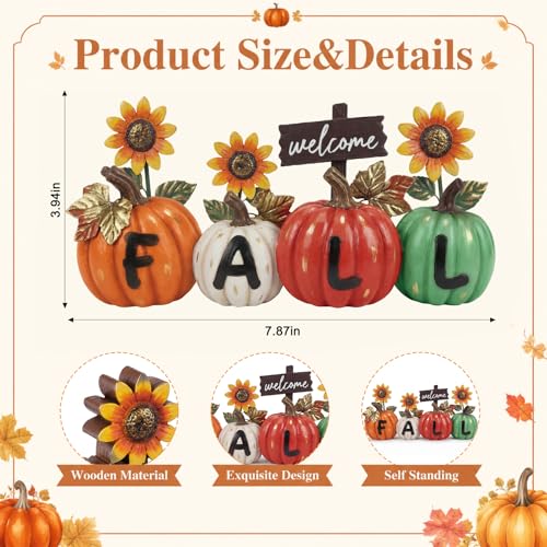 Amyhill Fall Decorations for Home Wooden Pumpkin with Sunflower Table Sign - style: Fall