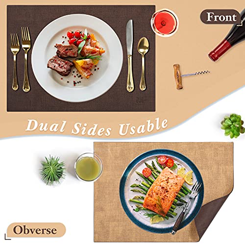 SUEH DESIGN Leather Placemats Table Mats Set of 6, Brown and Tan - color: A: Brown & Tan