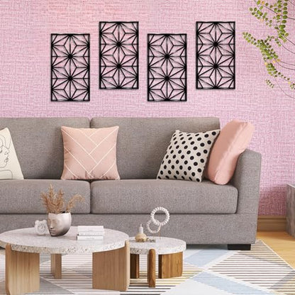 DUOOLN 2 Pcs Black Abstract Metal Wall Decor, Geometrical Single Line Art - color: Black - Rectangular