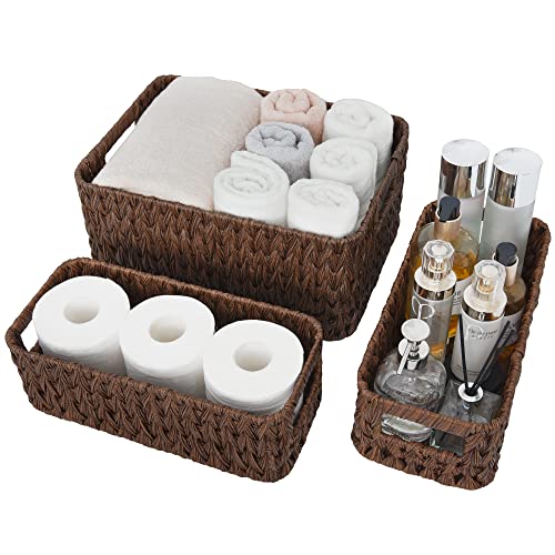 GRANNY SAYS Storage Baskets for Shelves, Waterproof Basket for Organizing - color: Brown, size: 14½"L x 10¼"W x 7"H + 2x 13"L x 6"W x 4½"H