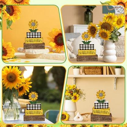 Britimes Tiered Tray Decor Set, 4 Pack, Wooden, Sunflower Farmhouse - color: Sunflower