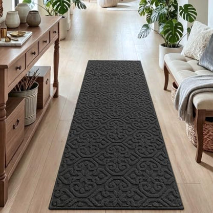 DEXI Hallway Runner Rug Non Slip, 2x6 Washable Runners Carpet, Dark Grey - color: Dark Grey, size: 24" X 72" (Runner)
