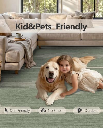 5x7 Area Rugs Washable Rug Carpet for Living Room Bedroom - Green - color: Sage Green, size: 5' x 7' (Rectangular)