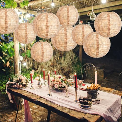 Hortsun 12 Pcs Print Burlap Paper Lanterns Classroom Decor,8/10 Inch - size: 8/10 Inch