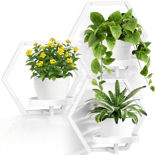 3 Packs Wall Planters for Indoor Plants, 5.9inch Metal Wall Plant Holder Hanger Wall Decor, Wall-Mounted Hanging Planters Window Plant Shelves Outdoor (White) - color: White