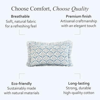 CPC Indigo Regal Block Print Ruffle Sham Pillow Cover 12x20 Inch, Pack of 1 - color: Indigo Regal, size: 20" x 12" (Pack of 1)
