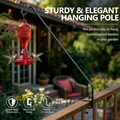 MIXXIDEA Heavy Duty Extensible Deck Hook - Adjustable for Hanging Bird Feeders, Plants, Wind Chimes, Lanterns - size: 43in Long Deck Hook-1 Pack