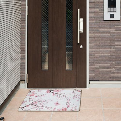Jvpke Pink Cherry Blossom Door Mat, Floral Bath Flower Bath Mat, 17x30 Inches - color: Pink Floral
