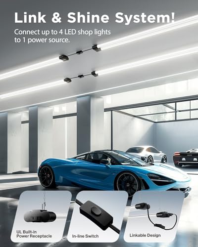 Sunco 6 Pack LED Shop Lights 4FT, Plug in Linkable, Black, 40W=150W - color: Black 6k
