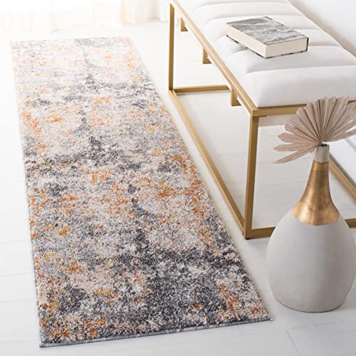 SAFAVIEH Aston Collection Runner Rug - 2' x 8', Grey & Gold, Modern Abstract Design, Non-Shedding & Easy Care, Ideal for High Traffic Areas in Living Room, Bedroom (ASN710G) - color: Grey/Gold, size: 2' x 8' (Runner)