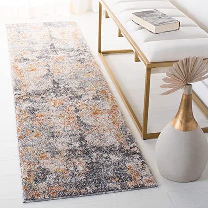 SAFAVIEH Aston Collection Runner Rug - 2' x 8', Grey & Gold, Modern Abstract Design, Non-Shedding & Easy Care, Ideal for High Traffic Areas in Living Room, Bedroom (ASN710G) - color: Grey/Gold, size: 2' x 8' (Runner)
