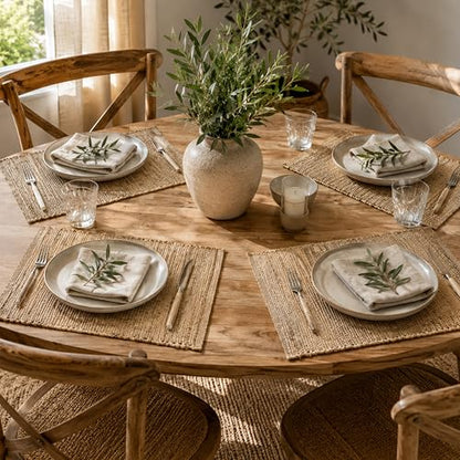 Chardin Home Eco-Friendly Natural Jute/Hemp Placemats 13''x''19, Set of 4 Natural/Beige Table Mats | Perfect for Holidays, Thanksgiving, Christmas, or Everyday Meals - size: 13x19 Inch.