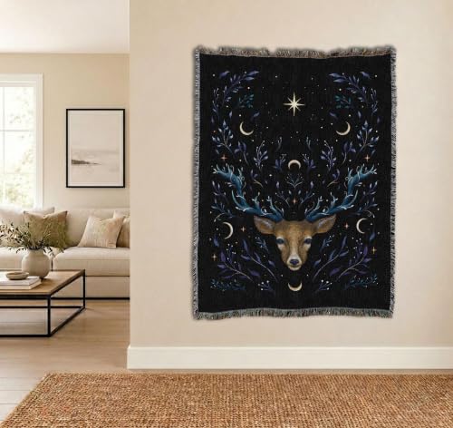 Pure Country Weavers Deer Dream Blanket by Episodic Drawing- Fantasy Gift Tapestry Throw Woven from Cotton - Made in The USA (72x54) - color: Deer Dream, size: 72x54