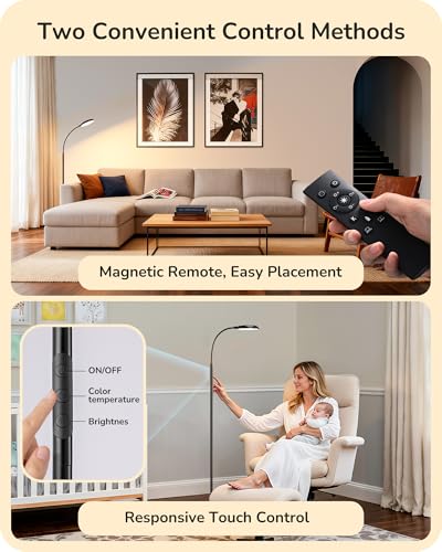 EDISHINE LED Floor Lamp 1300LM Super Bright Reading Floor Lamps Black - color: Black