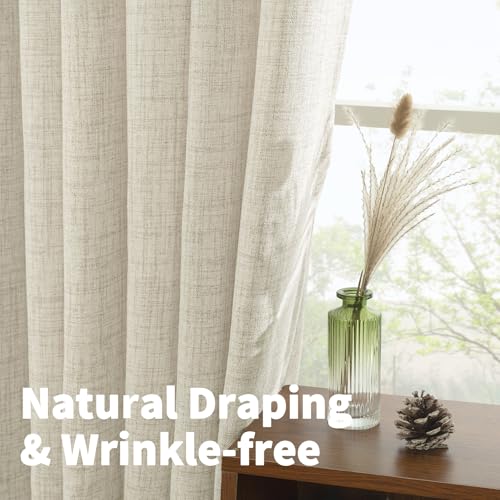 YoungsTex Linen Semi Sheer Curtains 45 Inch Length 2 Panels Set Rod Pocket - color: Linen, size: 42"W x 45"L (Pack of 2)