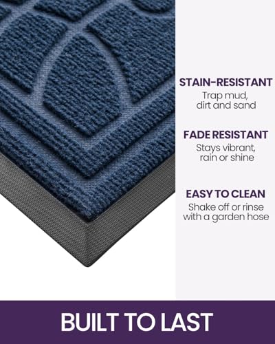 DEXI Front Door Mat Outside Entrance 24x36, Heavy Duty Non Slip, Blue - color: Blue, size: 24" X 36" (Rectangular)