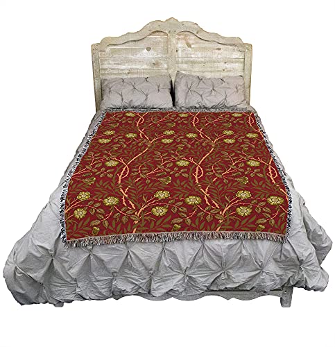 Pure Country Weavers William Morris Sweetbriar Scarlet Blanket - Arts & Crafts - Gift Tapestry Throw Woven from Cotton - Made in the USA (72x54) - color: Scarlet, size: Large