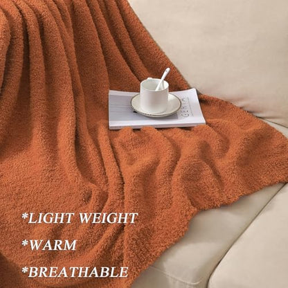 bearberry Knit Throw Blanket 50x60 Caramel Super Soft Plush for Couch - color: Caramel, size: Throw(50″x60″)