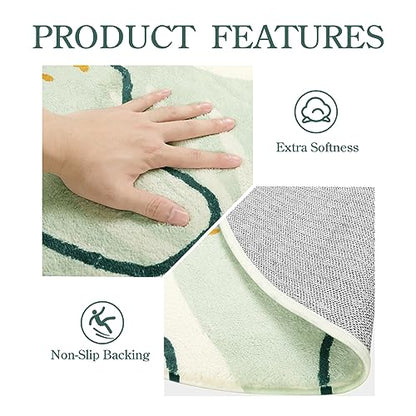 Lahome Green Runner Rugs for Hallway 2x10, Extra Long Washable Non-Slip Kitchen Rug Lightweight Stair Carpet Runner, Boho Botanical Print Soft Entrance Bath Laundry Living Room 2' x 10' - color: Green, size: 2' x 10' Runner