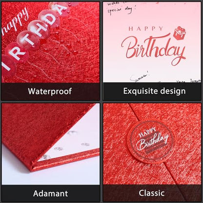 Crenics Red Happy Birthday Guest Signature Book Alternative 18" x 12" - color: Red