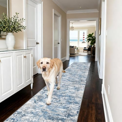 Modern Hallway Runner Rug 2x8,Textured Non Slip Carpet Runner,Ocean Blue - color: Abstract- Ocean Blue, size: 2' x 8' (Runner)