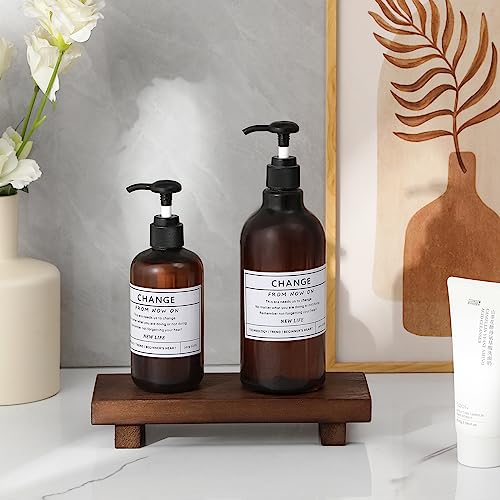 Wood Bathroom Tray Farmhouse Decor Kitchen Soap Holder, 8.7" x 3.6" Walnut - color: Walnut, size: 8.7" x 3.6" x 1.6"