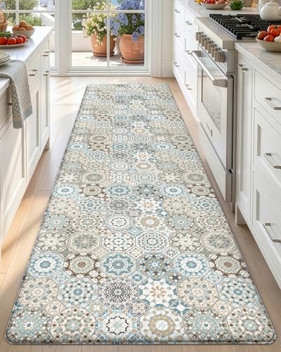 DEXI Kitchen Floor Mats Cushioned Anti Fatigue Runner Rug, 24x87 - color: Light Green, size: 87"L x 24"W x 0.4"Th