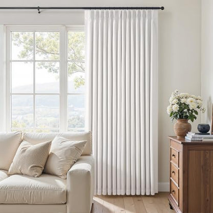 Topfinel 108 Inch Long Natural Pinch Pleated 100% Blackout Curtains - color: Natural, size: 40"W x 108"L (Pack of 2)