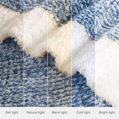 WRENSONGE Soft Throw Blanket for Couch-Cozy Reversible Knitted Blankets - color: Aesthetic Blue, size: Throw-XL(50"x 70")