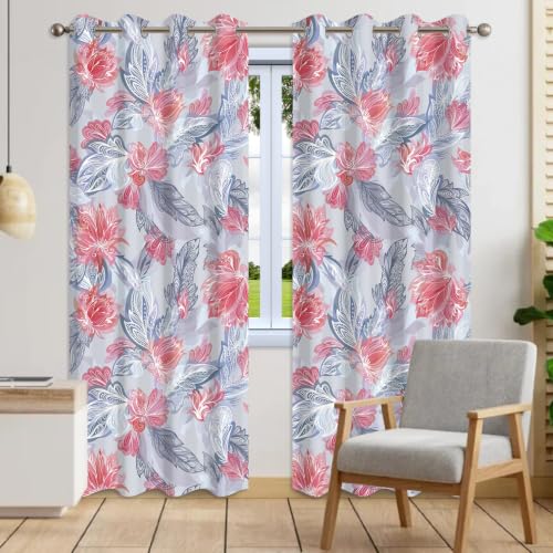 Blackout Boho Floral Curtains for Bedroom Living Room, 52Wx84L - color: Abstract Floral