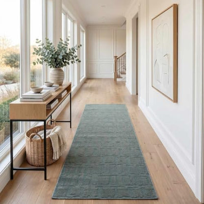 Hauteloom Galaxia Hallway, Kitchen Machine Washable Runner Rug - Modern Organic Geometric - Teal, Slate Blue, Dark Gray, Turquoise - 2'7" x 7'3" - color: Teal, Dark Gray, Turquoise / Dragan, size: 2'7" x 7'3" (Runner)