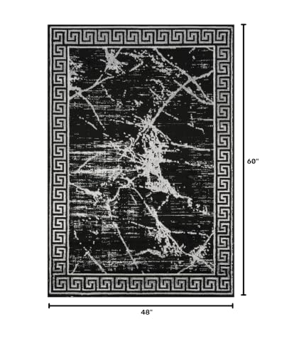 GLORY RUGS Area Rugs Marble 4x5 Black Gray Carpet Modern Abstract Rug Living Room Dining Bedroom Rug - color: Black Gray, size: 4' x 5' (Rectangular)