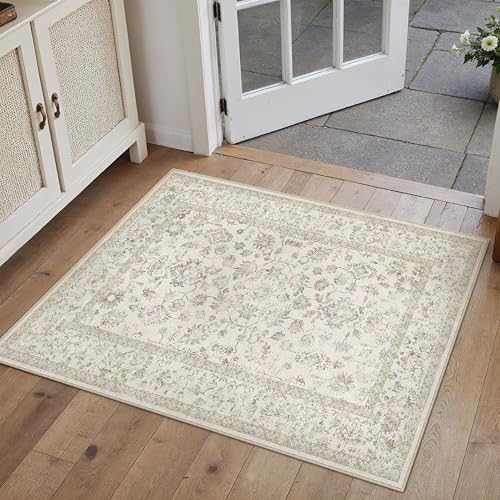 PureCozy 2x3 Taupe Area Rug Washable Vintage Non Slip Carpet - color: Taupe Multi, size: 2' x 3' (Rectangular)
