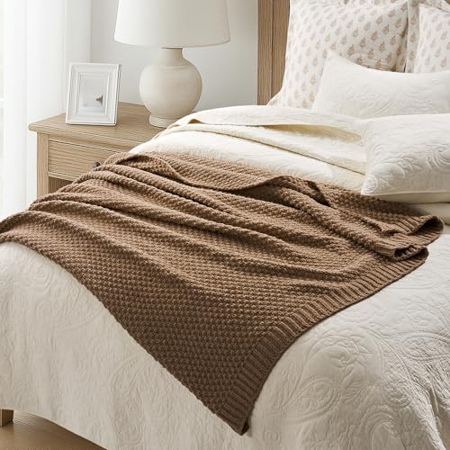 EVERGRACEHOME Chunky Chenille Knit Throw Blanket, 60 x 80, Camel Brown - color: Camel Brown, size: 60" X 80"