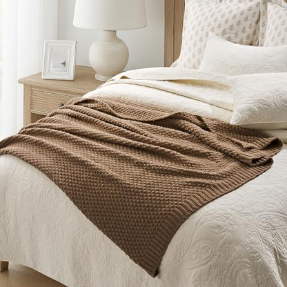 EVERGRACEHOME Chunky Chenille Knit Throw Blanket, 60 x 80, Camel Brown - color: Camel Brown, size: 60" X 80"