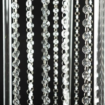 Efavormart 48" Heavy Duty Acrylic Flower Pedestal Vase with Hanging Crystal Beads, Clear Pillar Stand Wedding Floor Centerpieces with Pre-Chained Garlands - 5mm Thick Plates - size: 11"W x 48"H