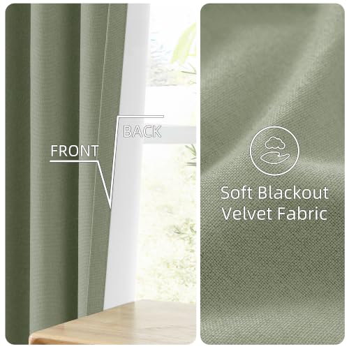 ChrisDowa Sage Green Blackout Curtains 54 Inches Long 2 Panels for Bedroom - color: Sage Green, size: 40"W x 54"L (Pack of 2)