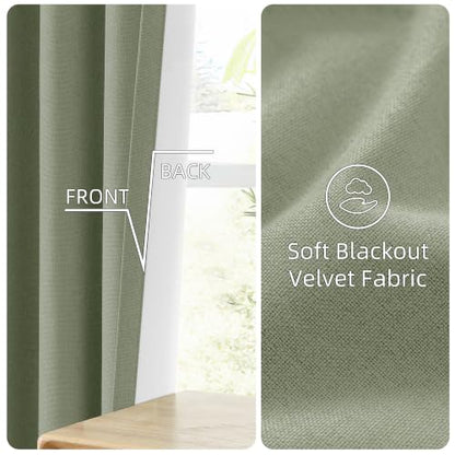 ChrisDowa Sage Green Blackout Curtains 54 Inches Long 2 Panels for Bedroom - color: Sage Green, size: 40"W x 54"L (Pack of 2)