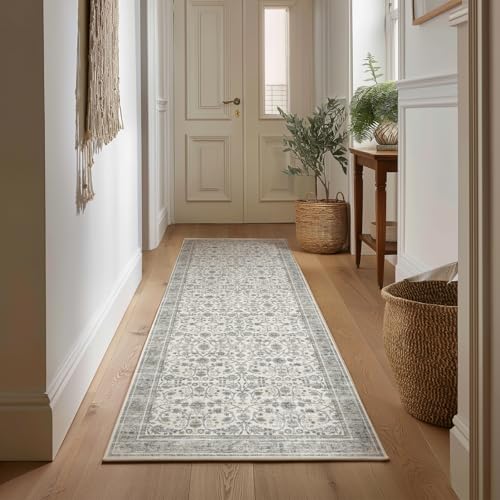 Machine Washable Hallway Runner Rug: 2'x6' Kitchen Rugs - color: Beige/Grey/Multi, size: 2' x 6' (Rectangular)