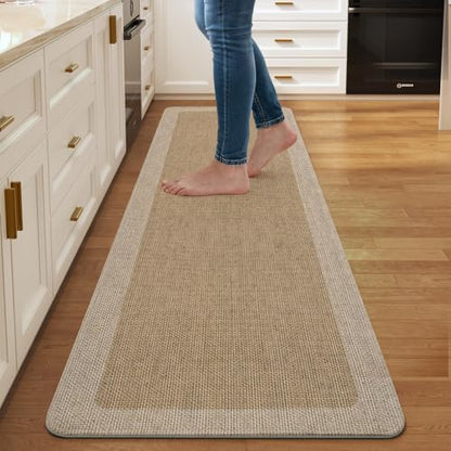 Kitchen Rugs Non Slip Rubber Backing Kitchen Mat 17"x59" Brown - color: Brown, size: 17"x59"