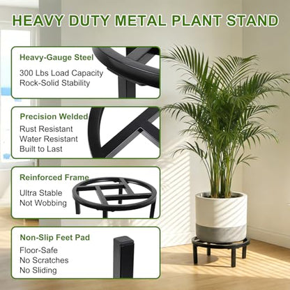 12" Metal Plant Stand Black-2PCS - size: 11.8"-2PCS