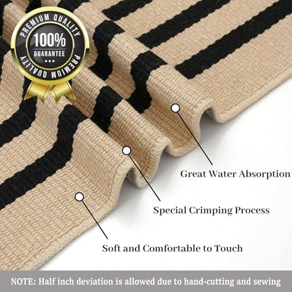 KILOCOCO Striped Rug 4x6 ft Washable Woven Front Door Rug, Brown and Black - color: Brown and Black Stripes, size: 4' x 6' (Rectangular)