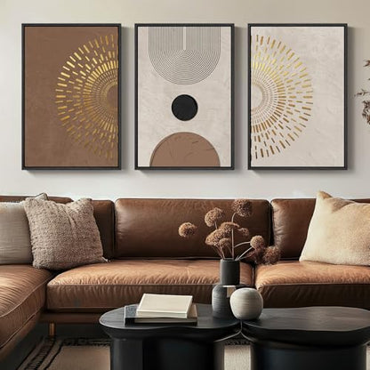 Boho Neutral Abstract Wall Art, 3 Piece, Brown Beige and Gold, 20x30 In - color: Radiant, size: 20" W x 30" H x 3pcs