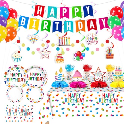 155Pcs Colorful Dots Birthday Party Decorations Party Supplies Serve 24