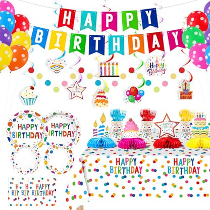 155Pcs Colorful Dots Birthday Party Decorations Party Supplies Serve 24