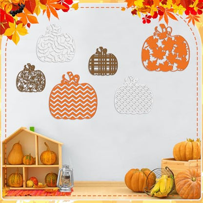 CroBlissful 6 Pcs Fall Pumpkin Wall Decor Autumn Wooden Wall Art - size: 9.45 in, style: Pumpkin