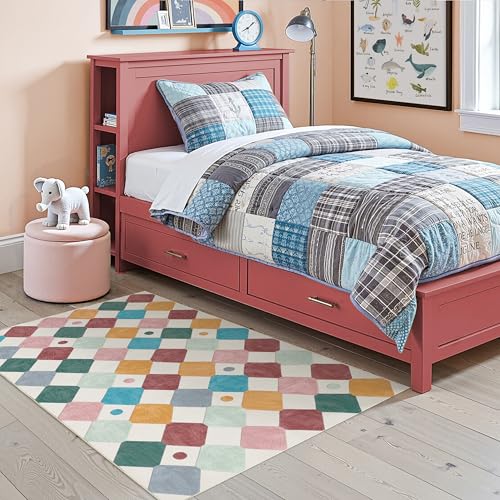 jinchan 3x5 Washable Playroom Rug Kids Room Nursery Classroom Rug Confetti - color: Diamond Confetti, size: 3' x 5' (Rectangular)
