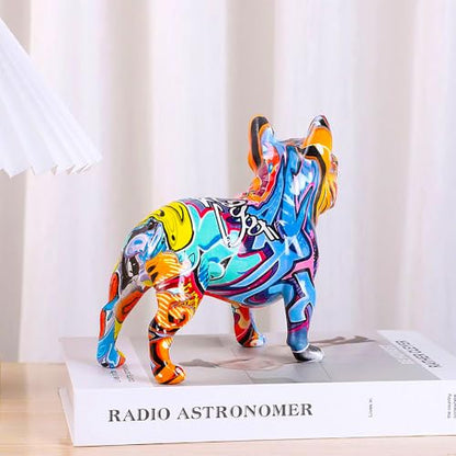 French Bulldog Statue Sculpture Modern Graffiti Dog Home Decor Figurine - color: C1